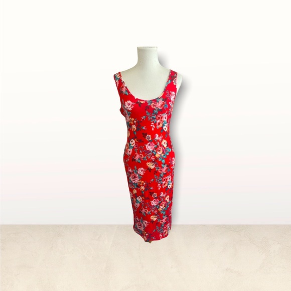 New with Tags-Free Press Clothing  Red Floral Sun Dress - Picture 2 of 7